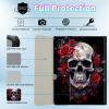 BPQOJB for iPad 10th Generation Case with Detachable Wireless Keyboard & 360 Degree Rotating Stand Protect Cover Acrylic Tablet Case for iPad 10 Gen 10.9 inch 2022 - Rose Flower Floral Skull view 2