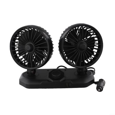 FACULX Car Fan - Dual Head USB Fan for Car, Portable Vehicle Cooling Fan - Brushless Motor - 2 Speeds, for 360 Rotation, for Car Dashboard, SUV/RV/Truck/Sedan/Cruise/Office, USB Powered (B)