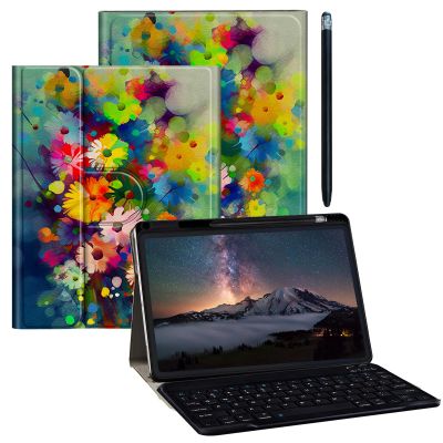 BPQOJB for iPad 9th Generation Case for iPad 8th/7th Generation Case 10.2 inch with Detachable Wireless Keyboard & 360 Degree Rotating Stand Protect Cover Acrylic Tablet Cover - Colorful Flowers