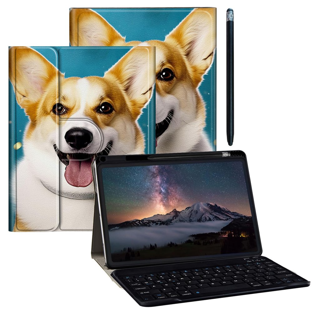 BPQOJB for iPad 9th Generation Case for iPad 8th/7th Generation Case 10.2 inch with Detachable Wireless Keyboard & 360 Degree Rotating Stand Protect Cover Acrylic Tablet Cover - Cute Dog