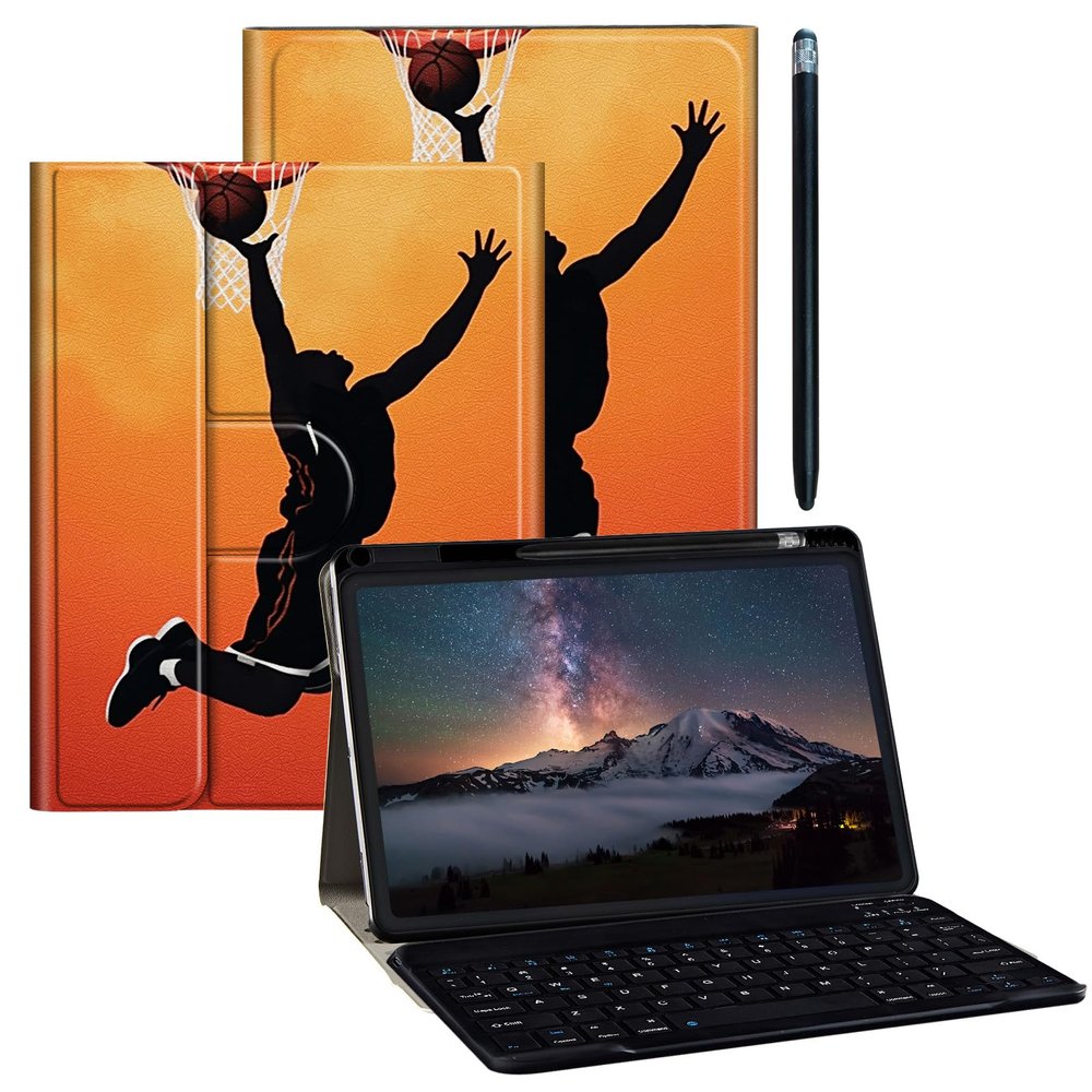 BPQOJB for iPad 10th Generation Case with Detachable Wireless Keyboard & 360 Degree Rotating Stand Protect Cover Acrylic Tablet Case for iPad 10 Gen 10.9 inch 2022 - Basketball