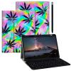BPQOJB Galaxy Tab S9 Fe 5G Case 10.9 inch Galaxy Tab S9 Case 11 inch with Detachable Wireless Keyboard & 360 Degree Rotating Stand Protect Cover Acrylic Tablet Cover - Colorful Black Leaf view 1