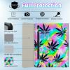 BPQOJB Galaxy Tab S9 Fe 5G Case 10.9 inch Galaxy Tab S9 Case 11 inch with Detachable Wireless Keyboard & 360 Degree Rotating Stand Protect Cover Acrylic Tablet Cover - Colorful Black Leaf view 2