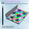 BPQOJB Galaxy Tab S9 Fe 5G Case 10.9 inch Galaxy Tab S9 Case 11 inch with Detachable Wireless Keyboard & 360 Degree Rotating Stand Protect Cover Acrylic Tablet Cover - Colorful Black Leaf view 3