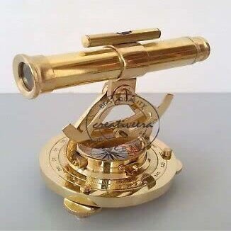 CREATIVEERA Vintage Compass Survey Vernier Transit Gold Designer Brass Theodolite Alidade Transit Telescope