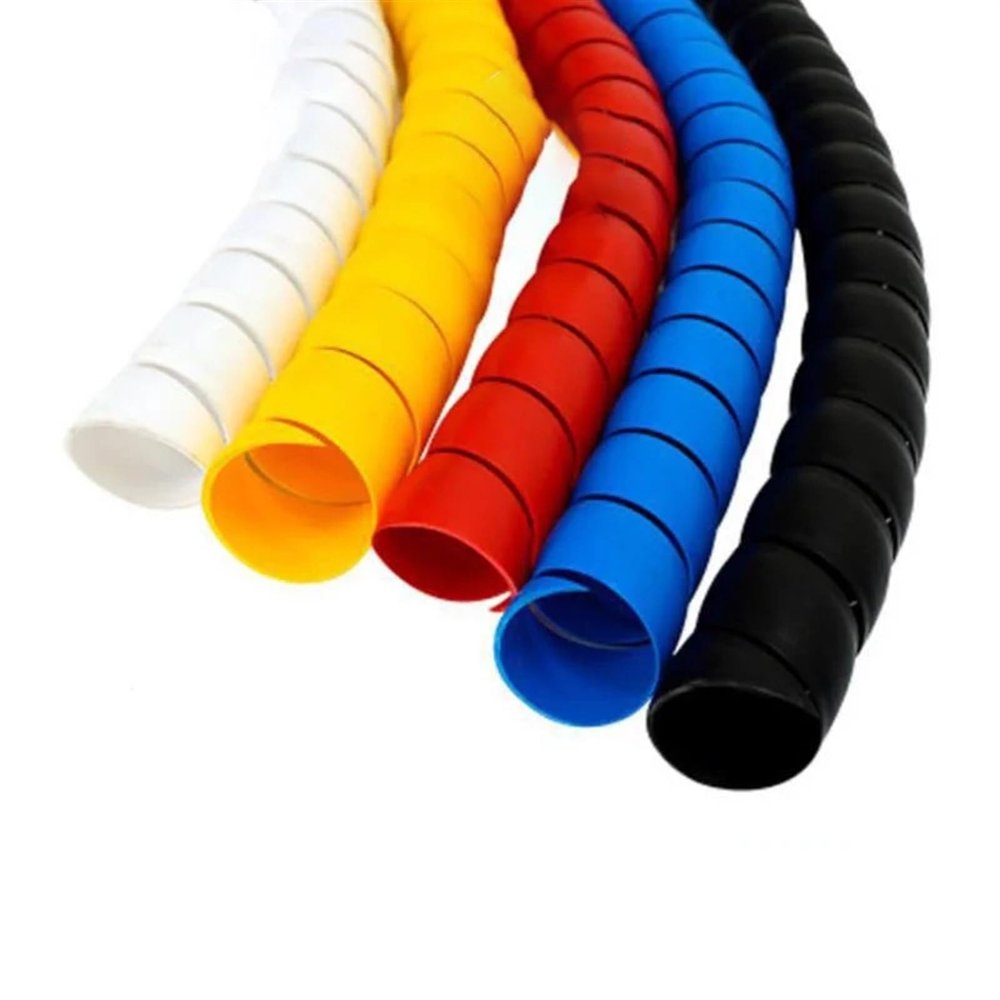 Spiral Protector 2 Meters Cable Protector Cover Tube 8mm Spiral Wrap Line Organizer Pipe Protection Sleeve Winding Cable Wire Wraps Cable(Yellow)