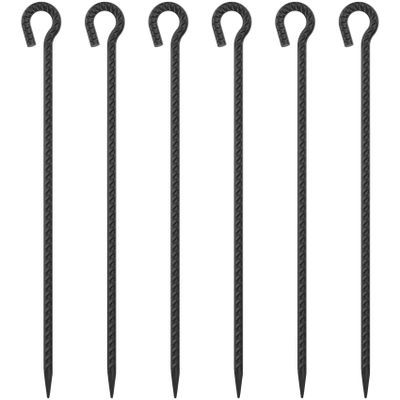 24 Inch Rebar Stakes 1/2" Diameter 6 Pack, Heavy Duty Steel Ground Anchors with Loop, Extra Long Tree Support Stakes for High Wind Areas, Rocky Soil, Camping Canopy Trampoline, Black