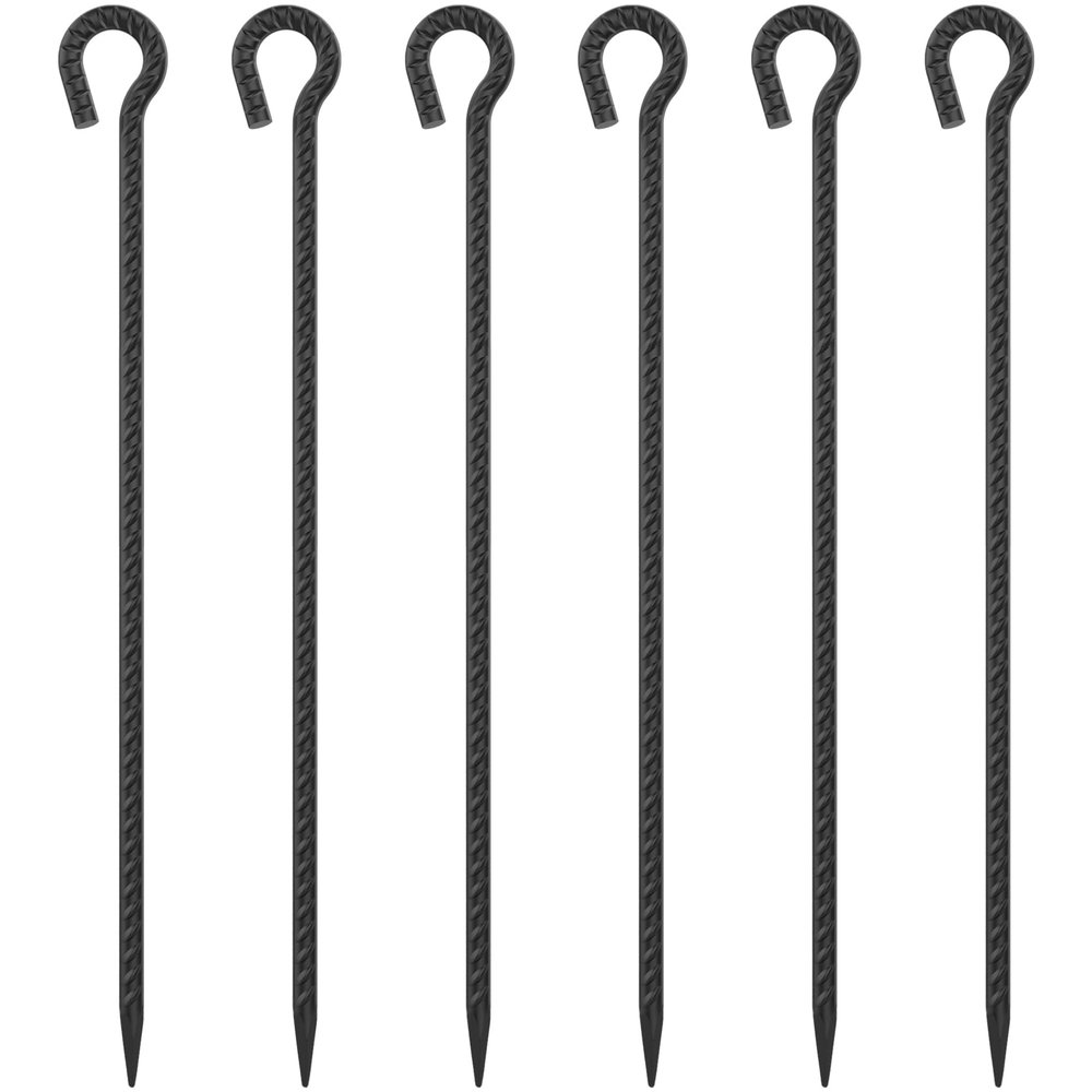 24 Inch Rebar Stakes 1/2" Diameter 6 Pack, Heavy Duty Steel Ground Anchors with Loop, Extra Long Tree Support Stakes for High Wind Areas, Rocky Soil, Camping Canopy Trampoline, Black