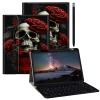 BPQOJB Galaxy Tab S9 Fe 5G Case 10.9 inch Galaxy Tab S9 Case 11 inch with Detachable Wireless Keyboard & 360 Degree Rotating Stand Protect Cover Acrylic Tablet Cover - Red Rose Skull view 1