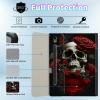 BPQOJB Galaxy Tab S9 Fe 5G Case 10.9 inch Galaxy Tab S9 Case 11 inch with Detachable Wireless Keyboard & 360 Degree Rotating Stand Protect Cover Acrylic Tablet Cover - Red Rose Skull view 2