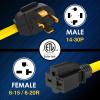 NEMA 14-30 to NEMA 6-20/6-15 Cord Adapter, STW 10 AWG, 3 Prong Dryer Adapter, 125V/250V, 30A to 20A/15A - Durable, Heavy-Duty Adapter for EV Charging 1FT view 2