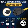 NEMA 14-30 to NEMA 6-20/6-15 Cord Adapter, STW 10 AWG, 3 Prong Dryer Adapter, 125V/250V, 30A to 20A/15A - Durable, Heavy-Duty Adapter for EV Charging 1FT view 4