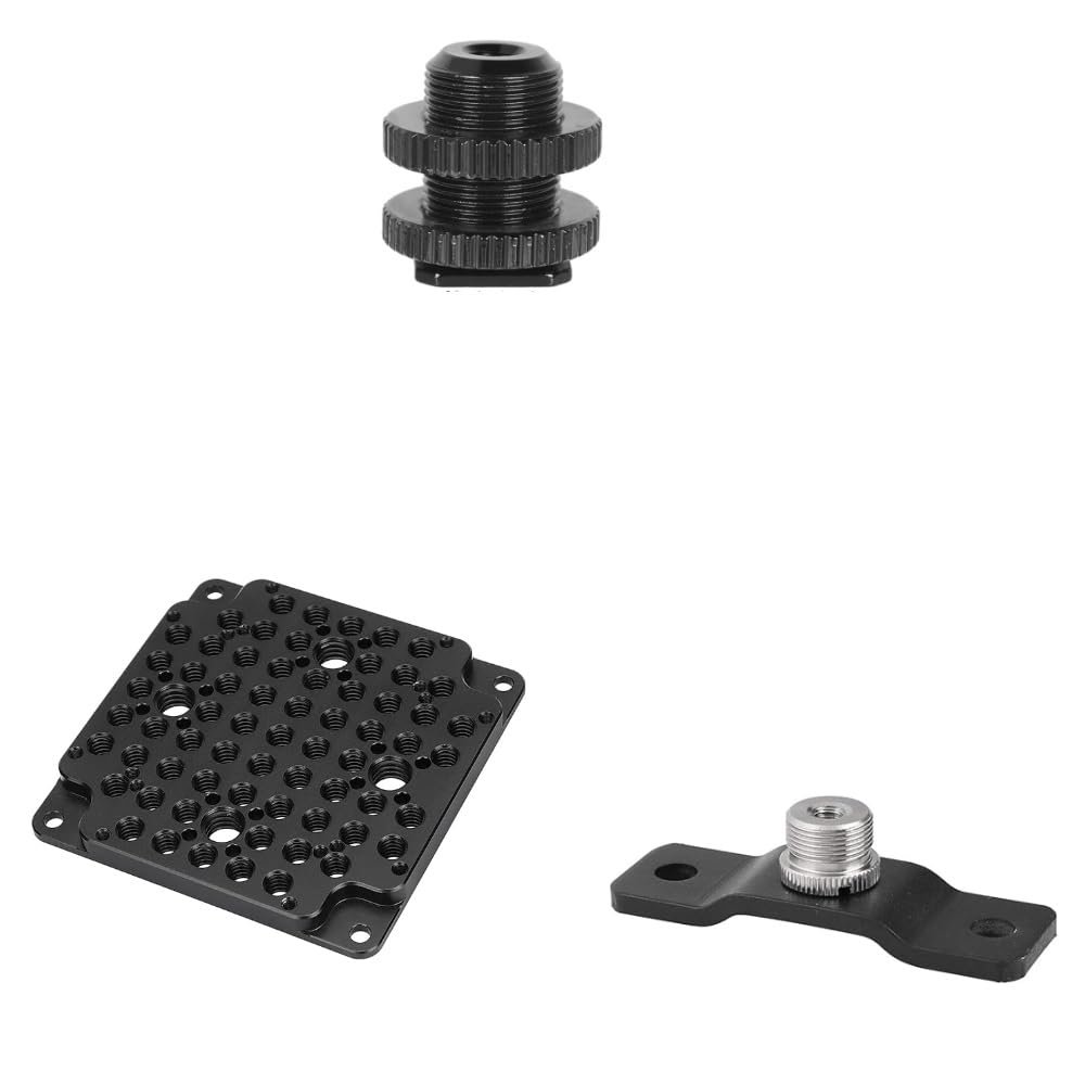 CAMVATE 5/8"-27 Male Threaded Cold Shoe Adapter + Camera Cheese Mounting Plate + 5/8'' Male to 1/4'' Female