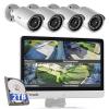 PANOOB Wired Security Camera System with Monitor Screen for Home, 8CH 8MP NVR with 2TB HDD, 4X Bullet Wired 5MP PoE IP Camera IP67 with Mic, Smart Human Detection, IR Night Vision, PB37FM04-5M view 1