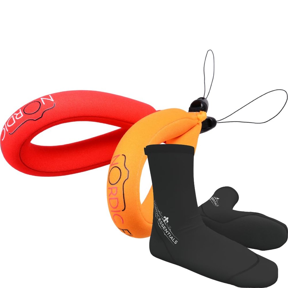 Nordic Flash Camera Floats 2p - Red Orange Bundle with Beach Socks 1p XS - Black