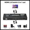 HDMI 2.0 Switch 3 in 1 Out 4K 60Hz, 3 Port HDMI Selector Box with IR Remote Control, Support UHD HDCP 2.2 HDR10 3D 18Gbps, Auto Switch, Compatible with Xbox PS5/4/3 Fire Stick DVD Player PC HDTV view 4