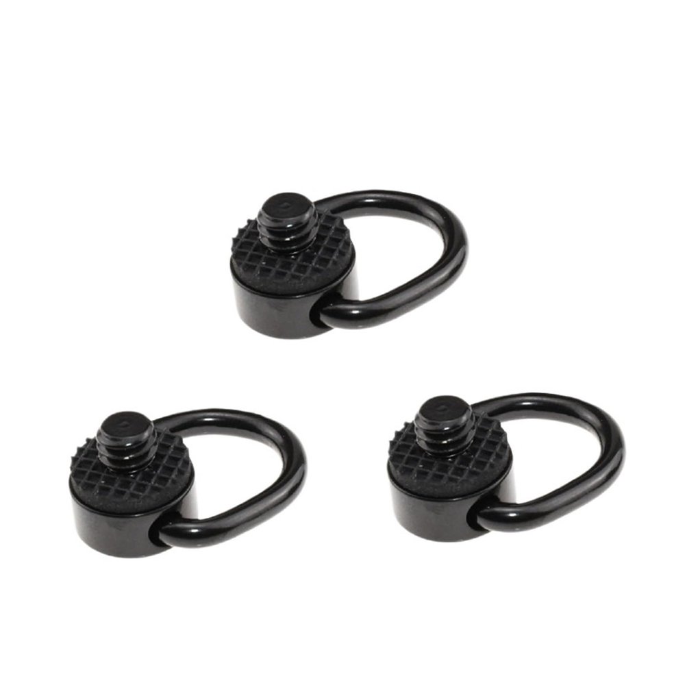 1/4-20 Inch Black Stainless Steel Quick Mount Plate Camera Shoulder Strap Screw Ballhead D-Ring Handle Quick Release Screw(D11B 3PCS)