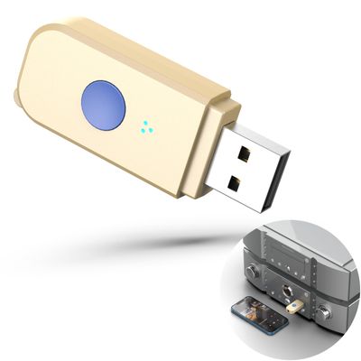 VONVOFF USB Bluetooth Car Kit [Stronger Mics& Noise Cancellation] &[Plug-and-Play] Bluetooth 5.3 Receiver Adapter for Car Music/Hands-Free Calls/Stereo Audio,(H222) Gold