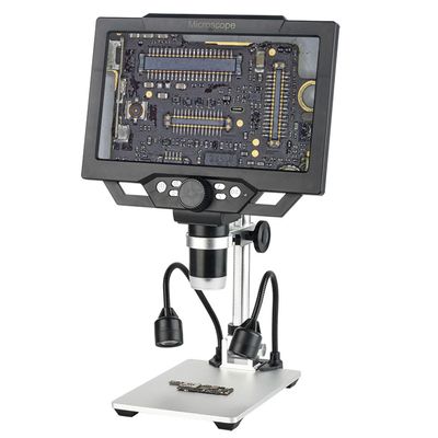 1600X Electron Microscope, 9 Inch Digital Magnifying Glass with LED Fill Light, 12MP Adjustable Microscope, Supports 16 Languages, for Circuit Boards, Engraving, Printing, Jewelry Appraisal