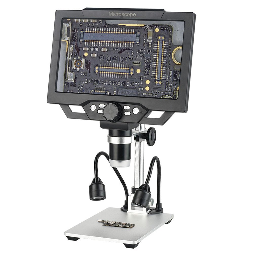 1600X Electron Microscope, 9 Inch Digital Magnifying Glass with LED Fill Light, 12MP Adjustable Microscope, Supports 16 Languages, for Circuit Boards, Engraving, Printing, Jewelry Appraisal
