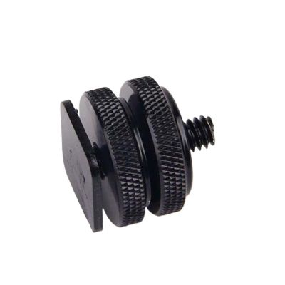 1/4" 1/4 inch Dual Nuts Tripod Mount Screw Black to Flash Hot Shoe Adapter for Camera Studio Accessories