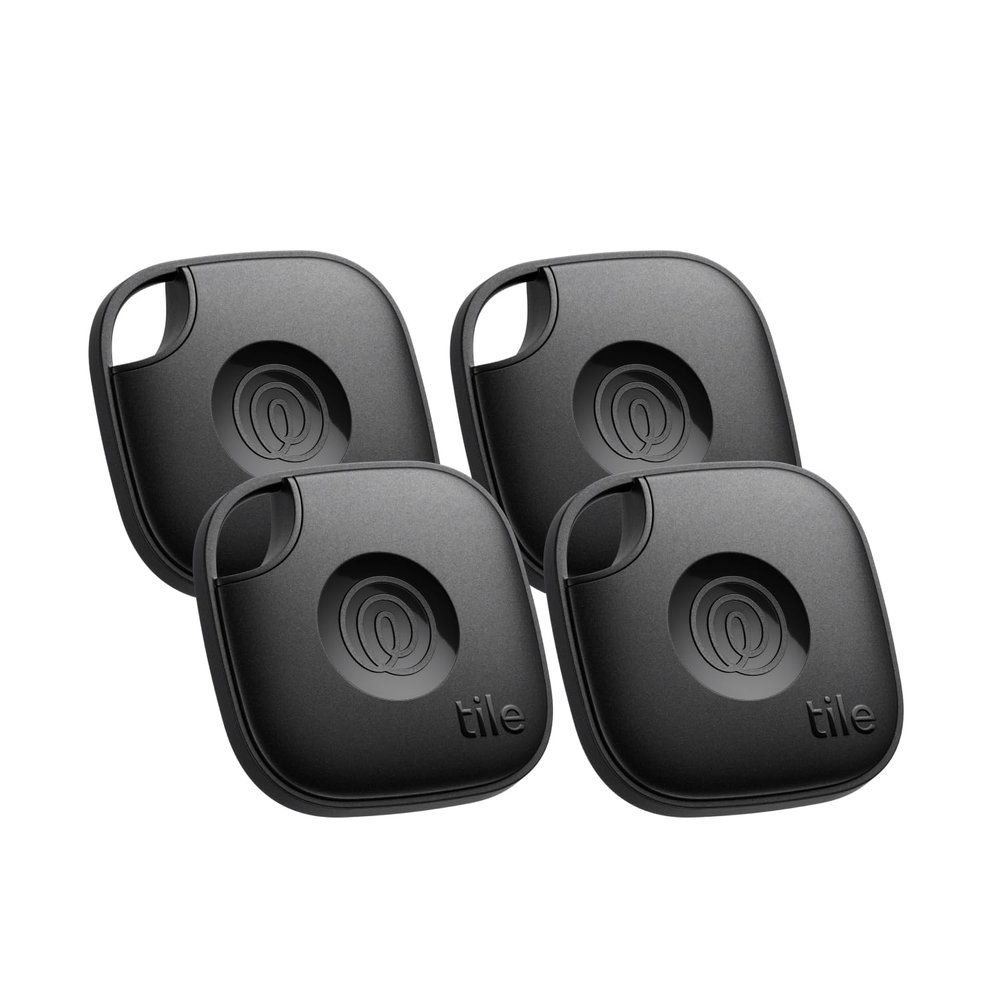 Tile by Life360 Mate - Bluetooth Tracker, Keys Finder and Item Locator for Keys, Bags and More. Phone Finder. Both iOS and Android Compatible. 4-Pack (Black)
