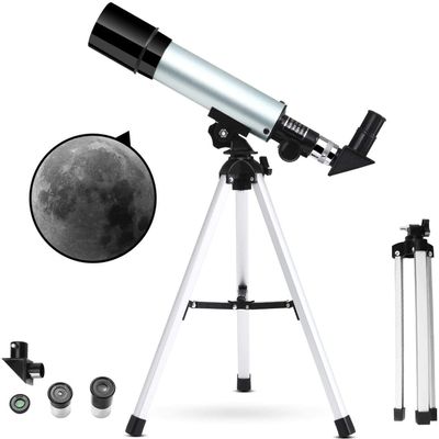 CUTPOIY Children Astronomical Telescope,360X50mm Tube Optical Refractor Telescopes for Kids Beginner Outdoor Monocular Spotting Scope + Aluminum Tripod + Moon Filter