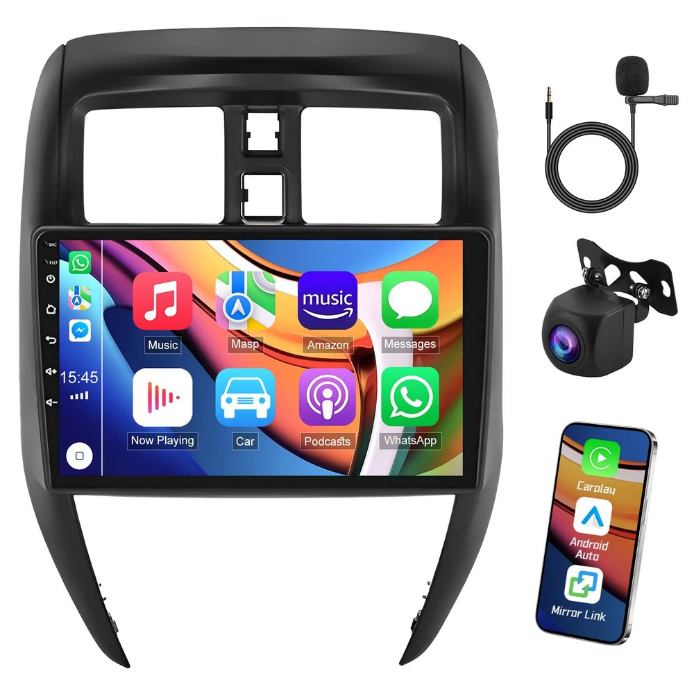 10" Android 13 Double Din Car Stereo for Nissan Versa Sedan 2015-2019 Radio w/Carplay Android Auto Car Audio Receivers w/WiFi GPS Bluetooth AHD Backup Camera Mic,SWC/AV in/FM IPS