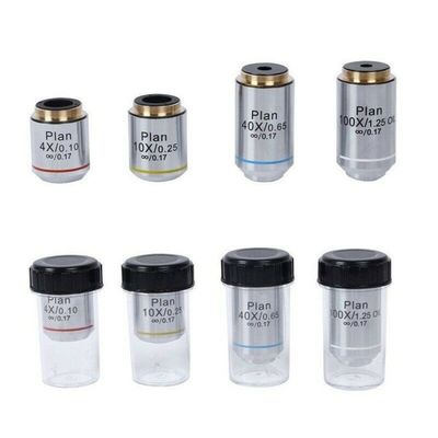 Joebo Microscope Kit 4X 10X 20X 40X 60X 100X Optical Objective Infinity Plan Achromatic Objective Lens for Biological Microscope Microscope Lens Adapters(4 10 20 40 60 100X)