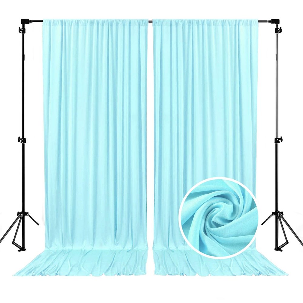 10 x 10 Feet Light Blue A Backdrop Curtain for Partie, Background Curtains for Photoshoot, Birthday, Wedding, Halloween, Thanksgiving, Christmas, New Year Party Decorations 5Ft x 10Ft, 2 Panels