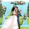 10 x 10 Feet Light Blue A Backdrop Curtain for Partie, Background Curtains for Photoshoot, Birthday, Wedding, Halloween, Thanksgiving, Christmas, New Year Party Decorations 5Ft x 10Ft, 2 Panels view 3