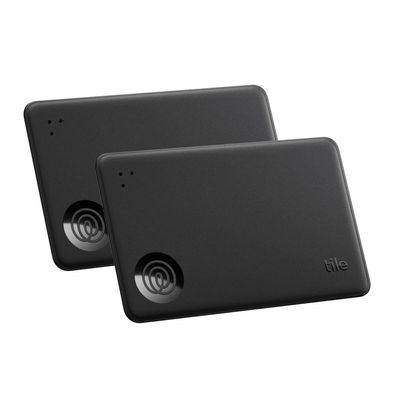 Tile by Life360 Slim - Wallet Finder, Bluetooth Tracker and Item Locator for Luggage Tags, Passports and More. Both iOS and Android Compatible. Phone Finder. 2-Pack (Black)