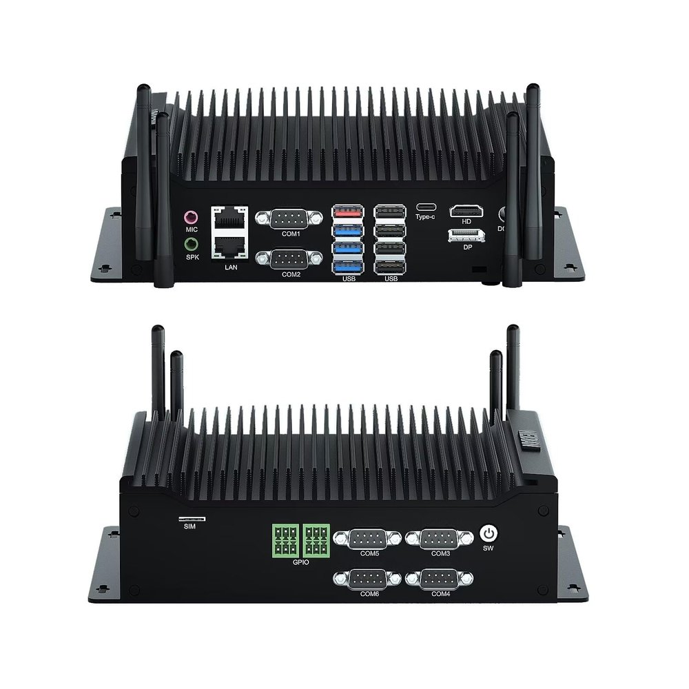 WEIDIAN Industrial PC, Fanless Computer i7 10610U(up to 4.90 GHz), Mini PC with 2RS232 + 4RS422/485/232 COM, Type-C, HD, DP Triple Display, 8USB, 2GPIO, WiFi, BT, Win11(32GB RAM 1TB M.2 SSD)