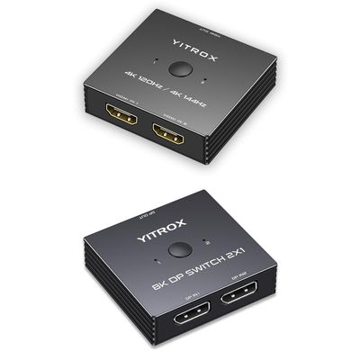 HDMI Switch 4K 120Hz 2 in 1 Out + Displayport Switch 8K 60Hz 2 in 1 Out