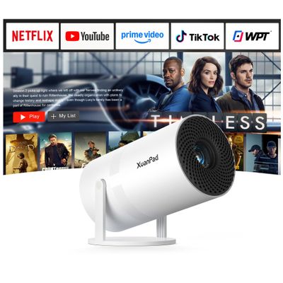 [Officially-Licensed App & Electric Focus] Projector with WiFi and Bluetooth, XuanPad Full HD 1080P Portable Projector, 210 Rotatable Stand, Auto Keystone, Dust Removal and Heat Dissipation Design