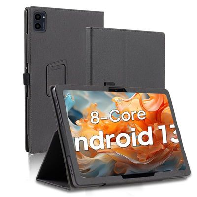 AIJAKO Tablet Case for ApoloSign EM101A 10 inch Tablet, Premium PU Leather Folio Folding Stand Protective Case Cover with Hand Strap Magnet for ApoloSign EM101A 10 inch Tablet, Black, M10FG