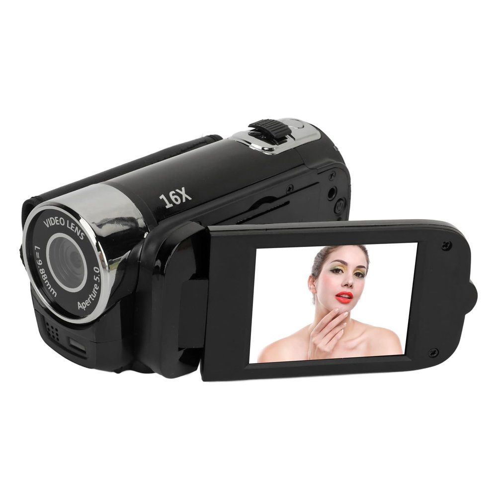 Wisoqu Video Camera Camcorder, 1080P 16MP Digital Camera Recorder, 2.4 Inch Rotation Screen 16X Zoom Vlogging Camera, Handheld Camera with Fill Light, for Video Recording (Black)
