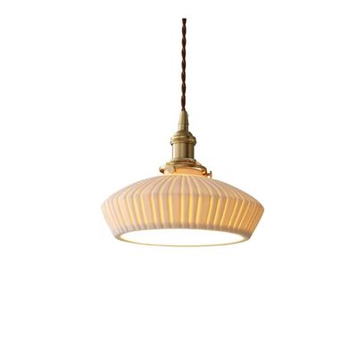 DXYC Ceramic Pendant Lamp: Modern Hanging Lighting with Creative Brass Design - Light Luxury Milk White Art Chandelier for Hotel, Restaurant, Bar, Cafe, Living Room, Bedroom, Porch(A)