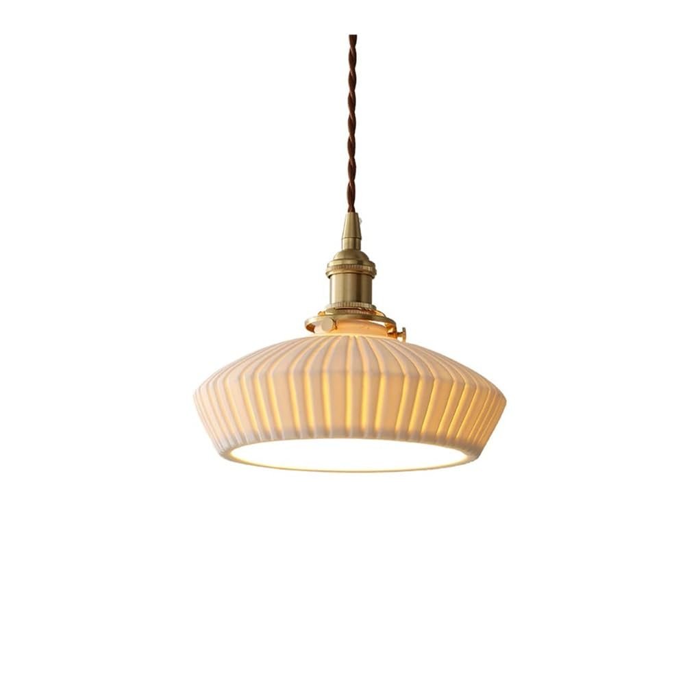 DXYC Ceramic Pendant Lamp: Modern Hanging Lighting with Creative Brass Design - Light Luxury Milk White Art Chandelier for Hotel, Restaurant, Bar, Cafe, Living Room, Bedroom, Porch(A)