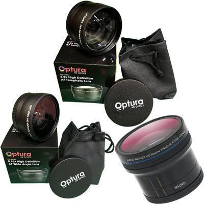 58MM OPTURA HD OPTICS Lenses Kit Included Wide Angle Lens+ HD Fisheye Lens+ 2.2X Telephoto Lens for Pentax HD PENTAX-DA 55-300mm f/4.5-6.3 ED PLM WR RE Lens