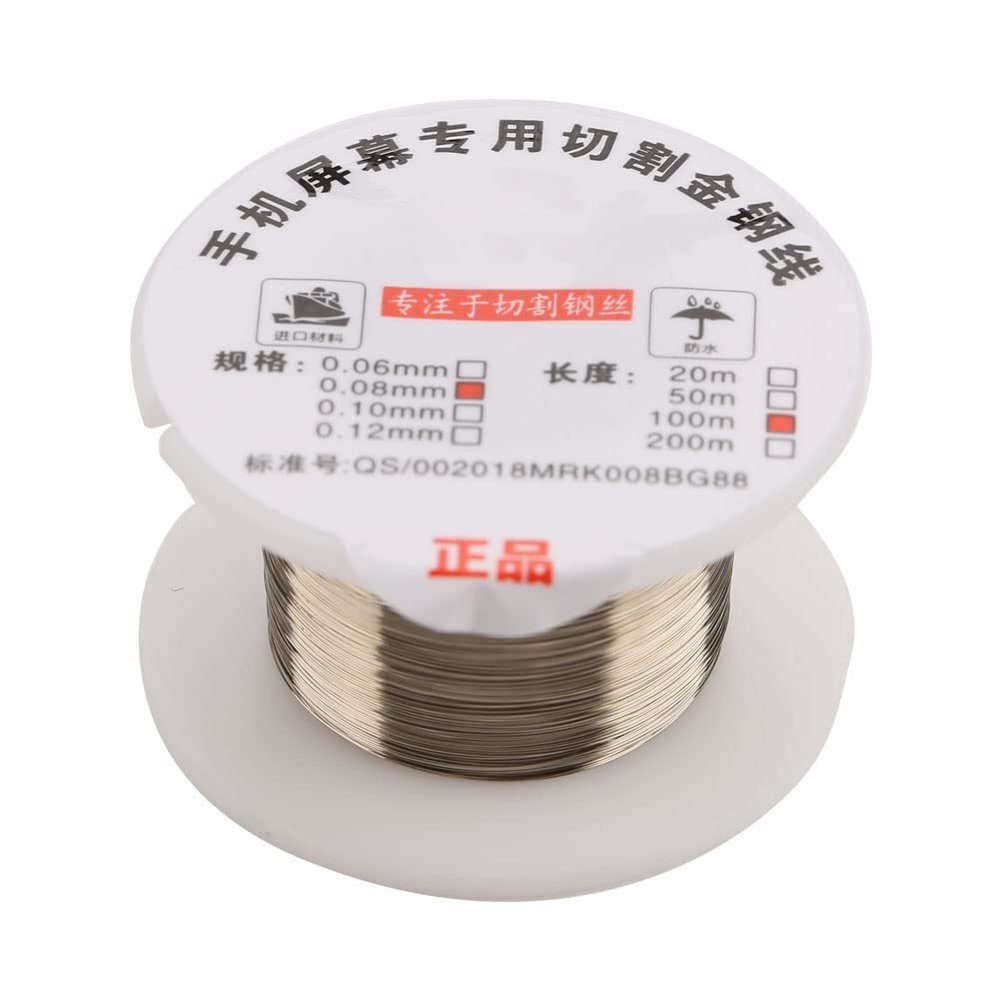 0.06mm 100m Molybdenum Cutting Wire Line for LCD Display Screen Separator Repair Tool Suitable for All Mobile Phones (0.08mm*100m)
