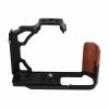 Camera Video Cage, Aluminum Alloy Camera Cage with Wooden Handle, 1/4 Inch 3/8 Inch Screw Hole Cold Shoe Mount, for ZFC view 1