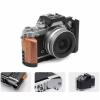Camera Video Cage, Aluminum Alloy Camera Cage with Wooden Handle, 1/4 Inch 3/8 Inch Screw Hole Cold Shoe Mount, for ZFC view 3