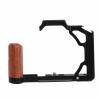 Camera Video Cage, Aluminum Alloy Camera Cage with Wooden Handle, 1/4 Inch 3/8 Inch Screw Hole Cold Shoe Mount, for ZFC view 4