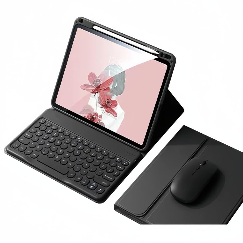 kaidisen Keyboard Case for iPad Pro 13 inch (M5/M4) 2025/2024 Case with Keyboard and Bluetooth Mouse, Detachable Candy Color Keyboard Cover Round Key,Black