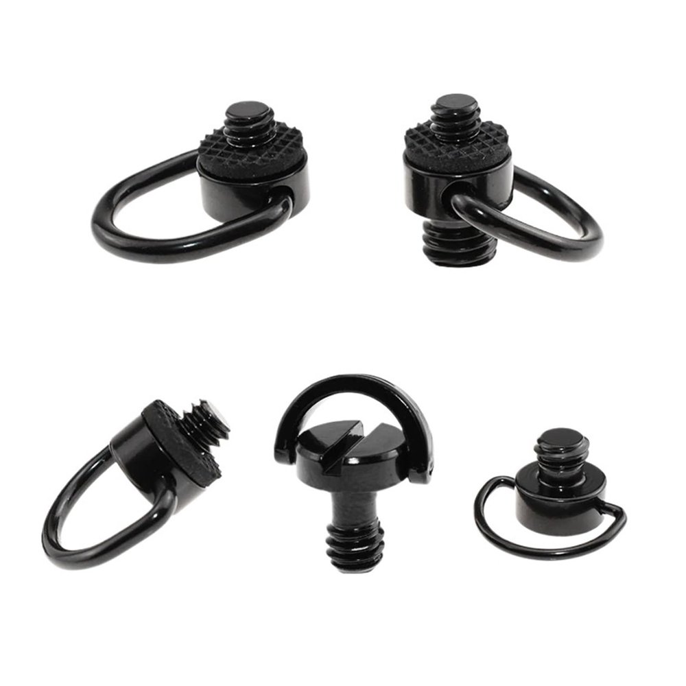 1/4 Inch Camera Screw D-Ring DSLR Shoulder Strap Install Black Stainless Steel Photography Quick Release Plate Mount Adapter(D9B 3PCS)