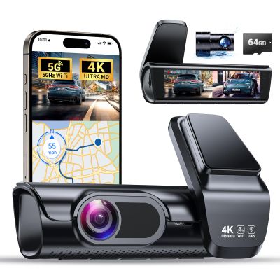 OVAMAN K600 4k Dash Cam Front and Rear, 3.59" IPS Screen, Built-in GPS 5G WiFi Dash Camera for Cars with App, UHD 2160P Night Vision Free 64G SD Card, 170 Wide Angle, HDR, 24H Parking Mode