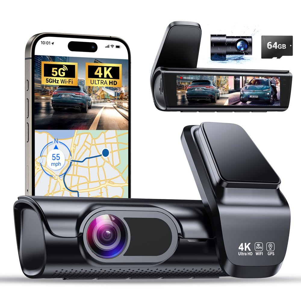 OVAMAN K600 4k Dash Cam Front and Rear, 3.59" IPS Screen, Built-in GPS 5G WiFi Dash Camera for Cars with App, UHD 2160P Night Vision Free 64G SD Card, 170 Wide Angle, HDR, 24H Parking Mode