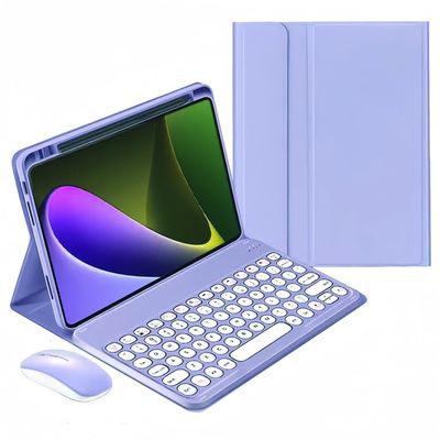 kaidisen Keyboard Case Compatible with iPad Air 11 inch M2 2024 Case with Keyboard and Bluetooth Mouse, Detachable Candy Color Keyboard Cover Round Key,Purple