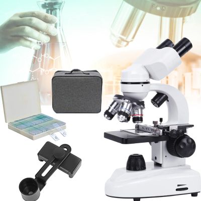Binocular Microscopes, Professional Binocular Microscope Set, with 10 Specimens, Led Lights/45 Tilt /360Rotation for School Laboratory Home Education,30000X
